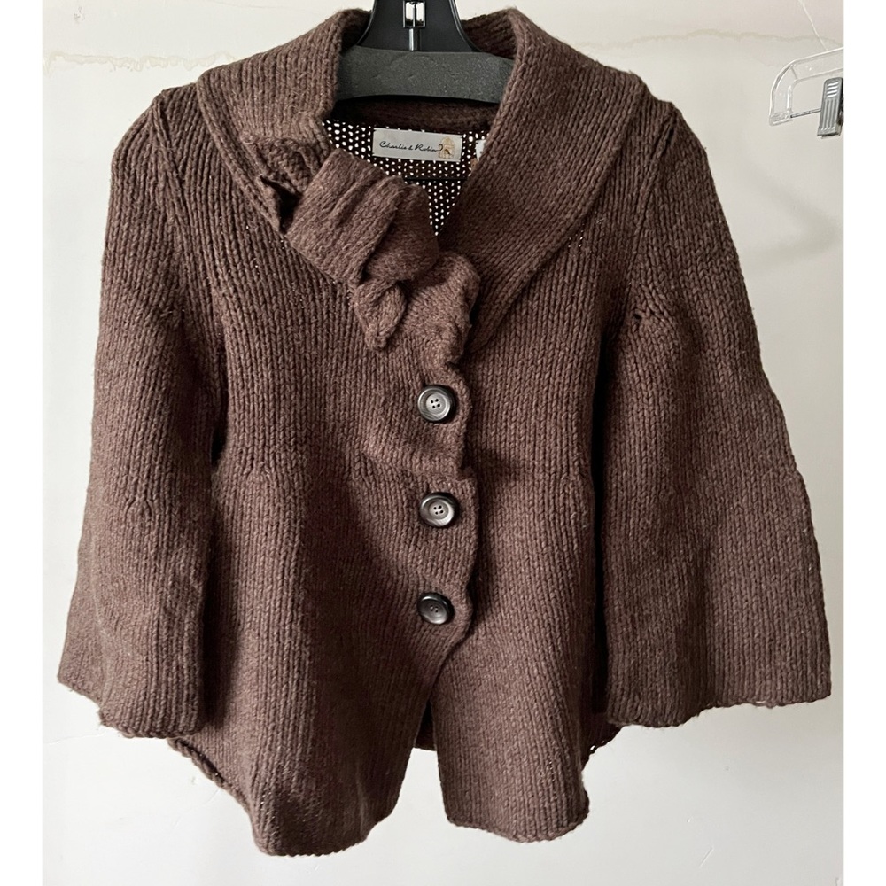 Anthropologie Charlie & Robin Brown Button Knit Cardigan Small NWT